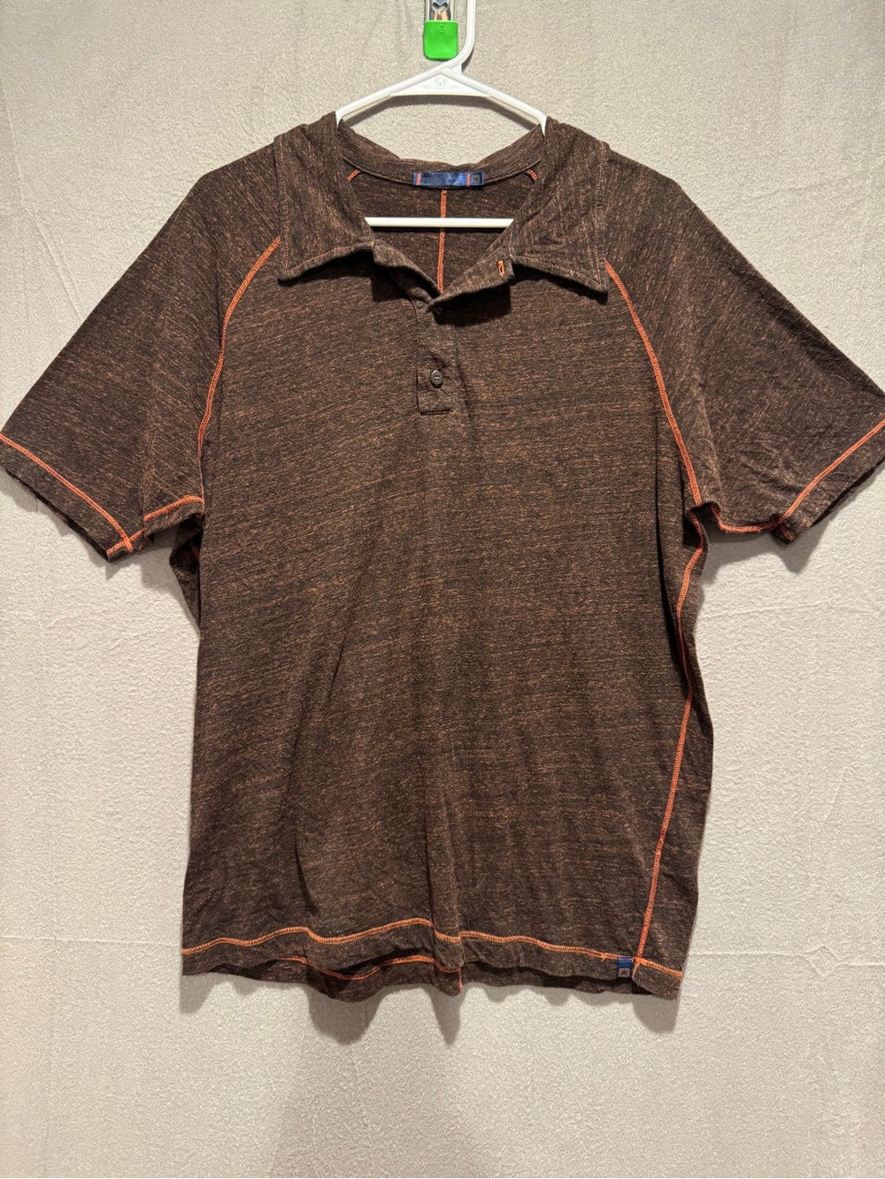 Agave Copper Brown Polo with Orange Contrast Stitching